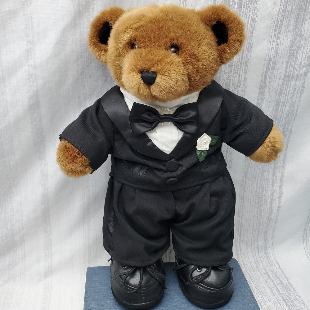BAB Groom Tuxedo Dressed Brown Bear with Shoe